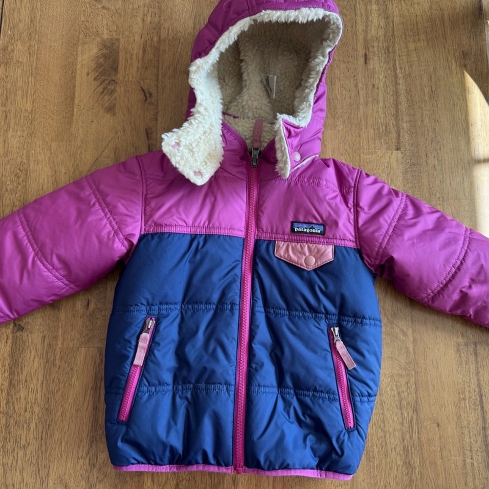 Patagonia Pink and Navy Hooded Jacket